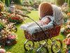 Baby E-Cards: Een baby in een kinderwagen