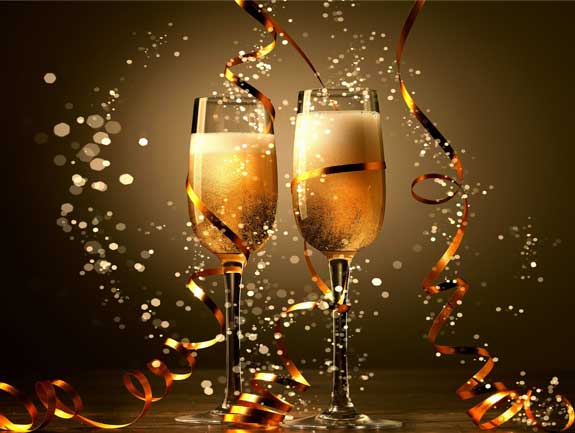 Nieuwjaarskaarten 2023, Champagne glazen