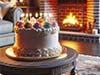 Birthday card with fireplace cake