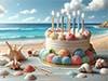 Birthday card with beach cake