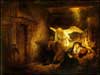 Painted Christmas Cards, the Birth of Jezus from Rembrandt