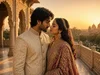 Couple from India in love traditional greeting card