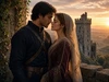 Medieval couple in love in the Middle Ages e-card