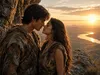 Couple in love in the Stone Age romantic e-card
