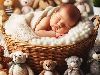 Baby E-Cards: a sleeping baby in a basket