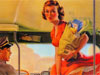 Pin-Up cards Art Frahm Ladies in destress 1950 Oops while I was standing in the bus